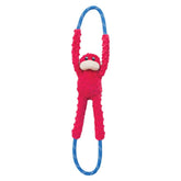 ZippyPaws RopeTugz Pink Monkey Squeaky Dog Toy with durable blue rope handles.